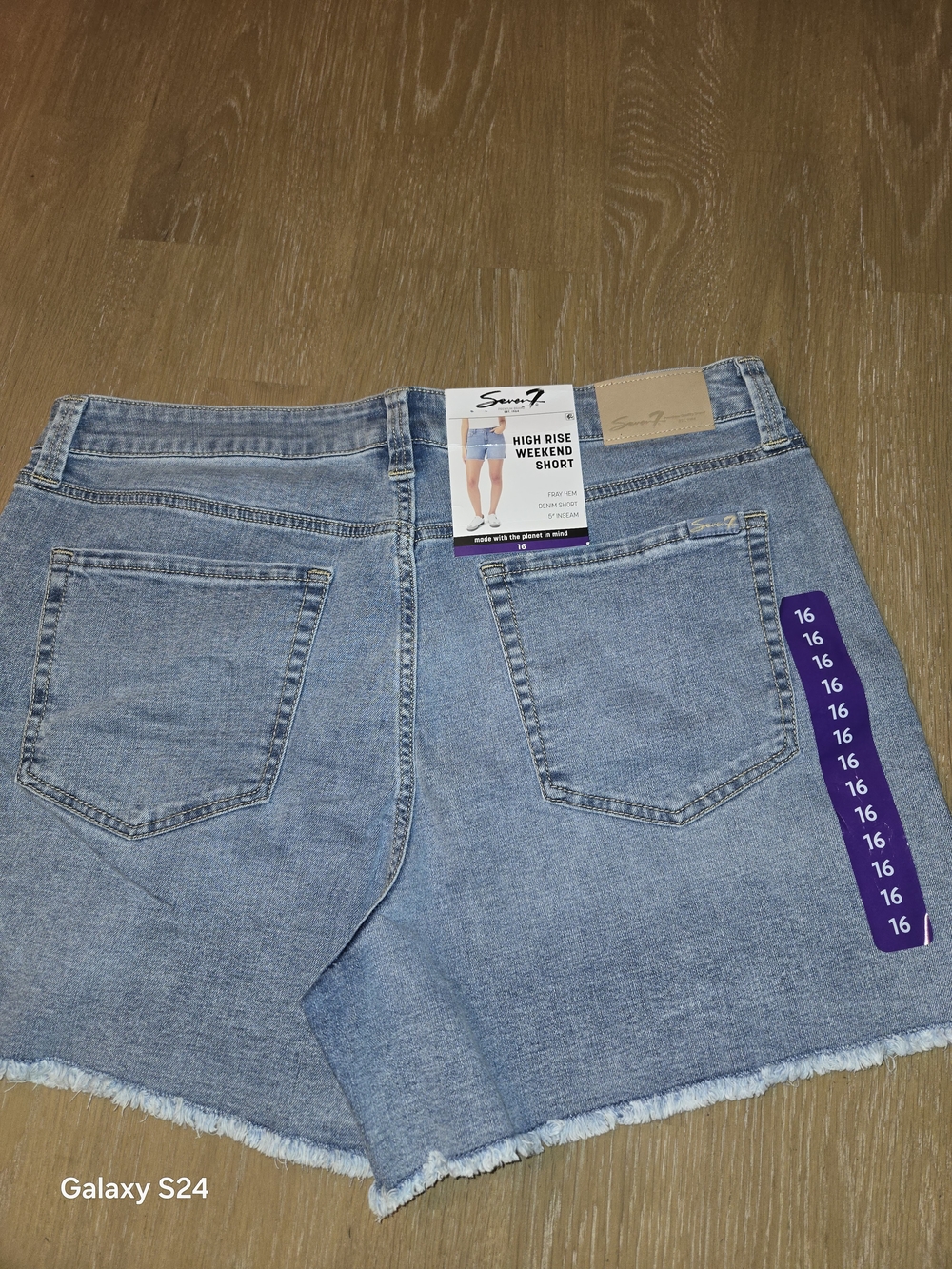 Seven7 Light Blue High-Rise Weekend Denim Shorts Womens 16 New